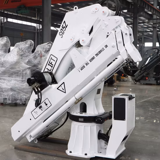 작업 보트용 5톤 너클 붐 해양 보트 리프트 크레인